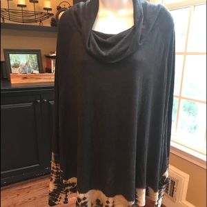 Dark Gray Tunic/Shrug/Poncho w/tie dye edges